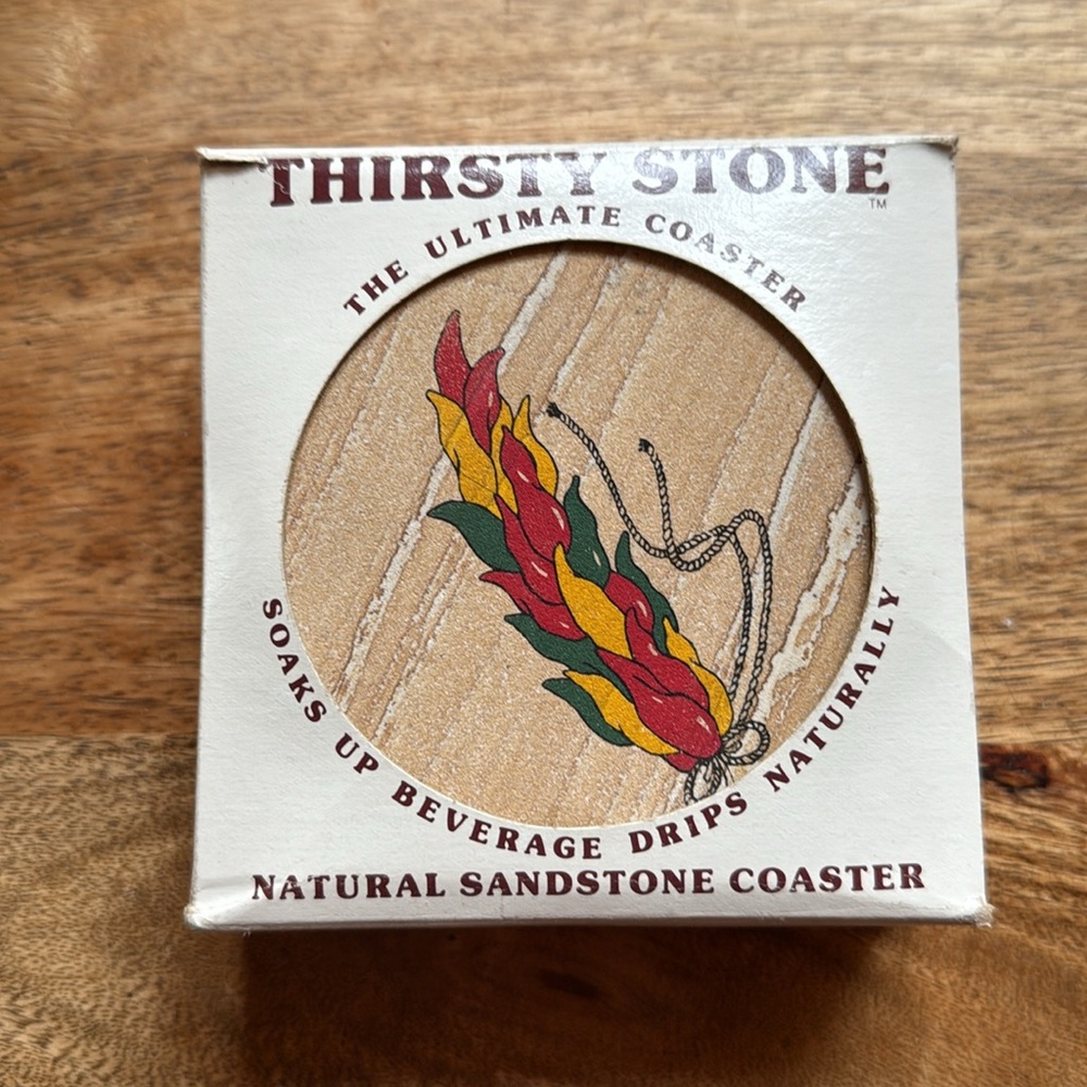Vintage 1988 Thirsty Stone Coasters NIB Natural Sandstone USA